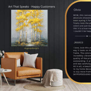 Golden Birch Forest Path Art