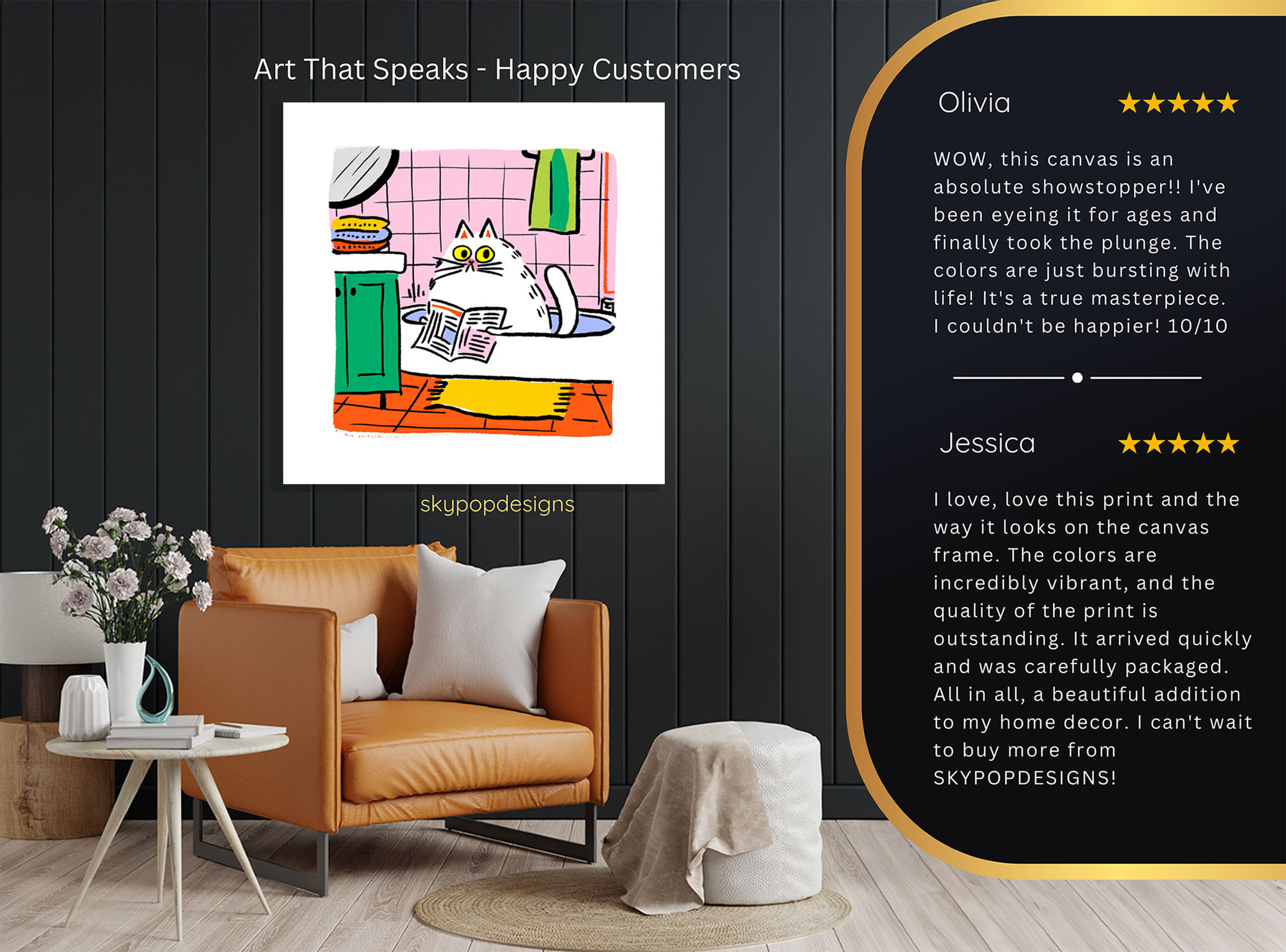 8.jpg Cat Reading Newspaper Art