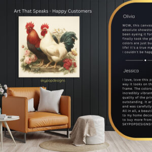 Rooster and Roses Art