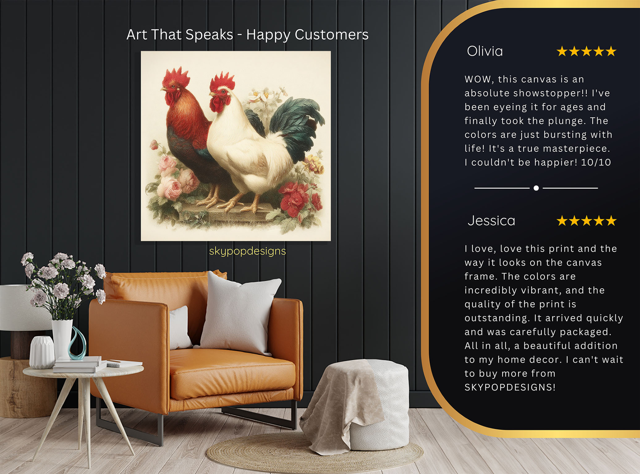 8.jpg Rooster and Roses Art