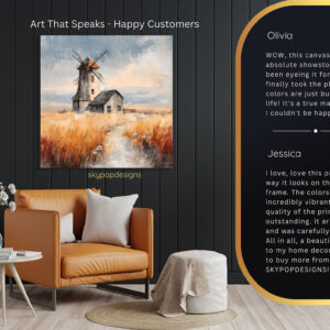 Rustic Windmill Landscape Art