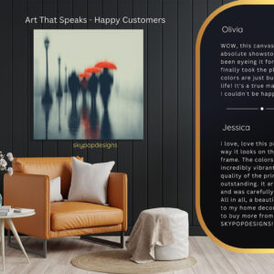 Red Umbrellas in Rain Art