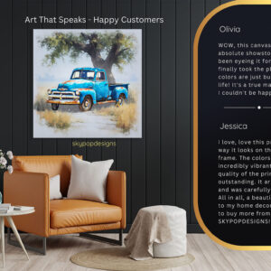 Vintage Blue Truck Art