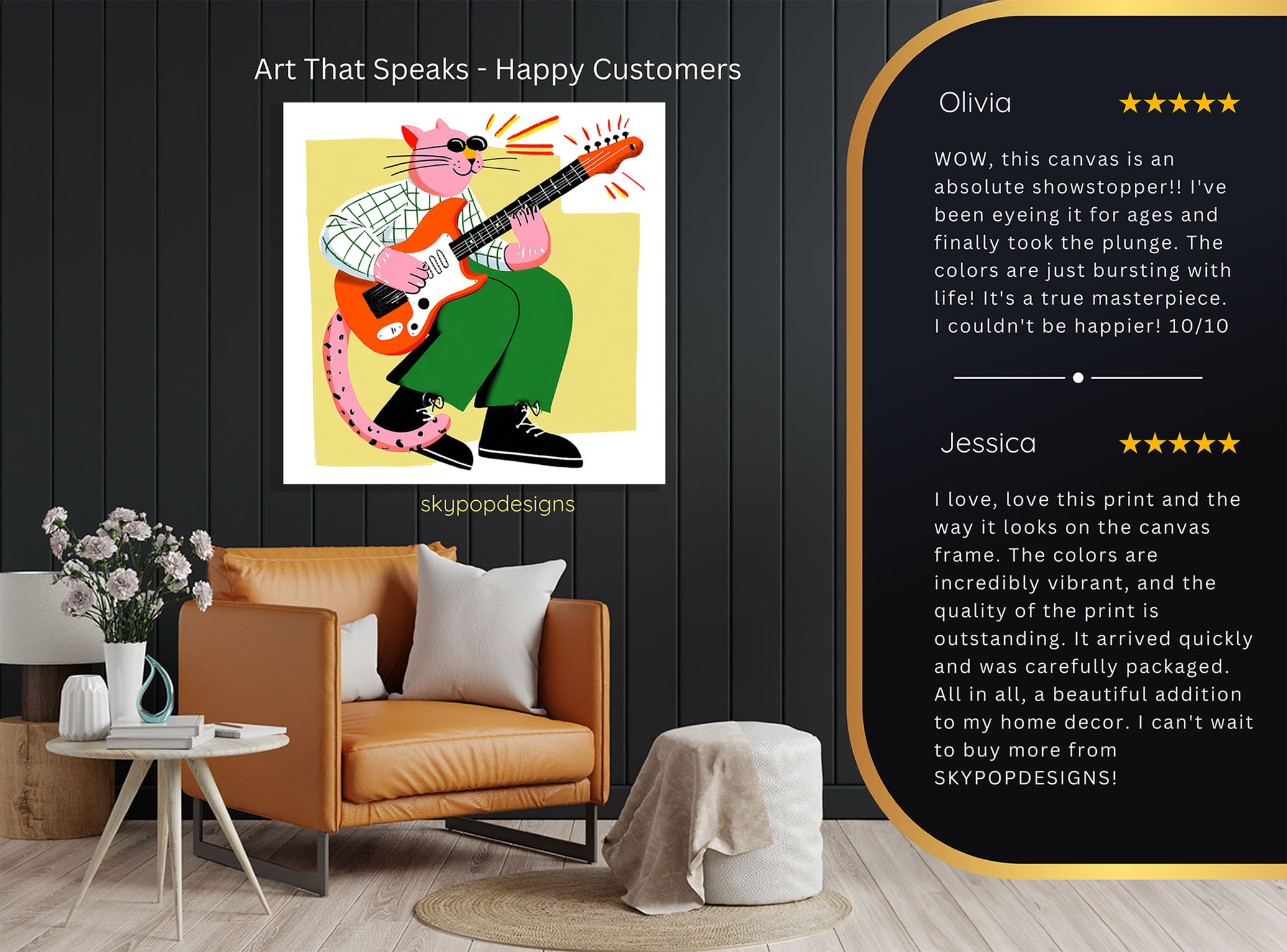 8.jpg Cat Guitarist Art