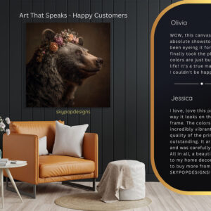 Bear with Flowers Crown Art