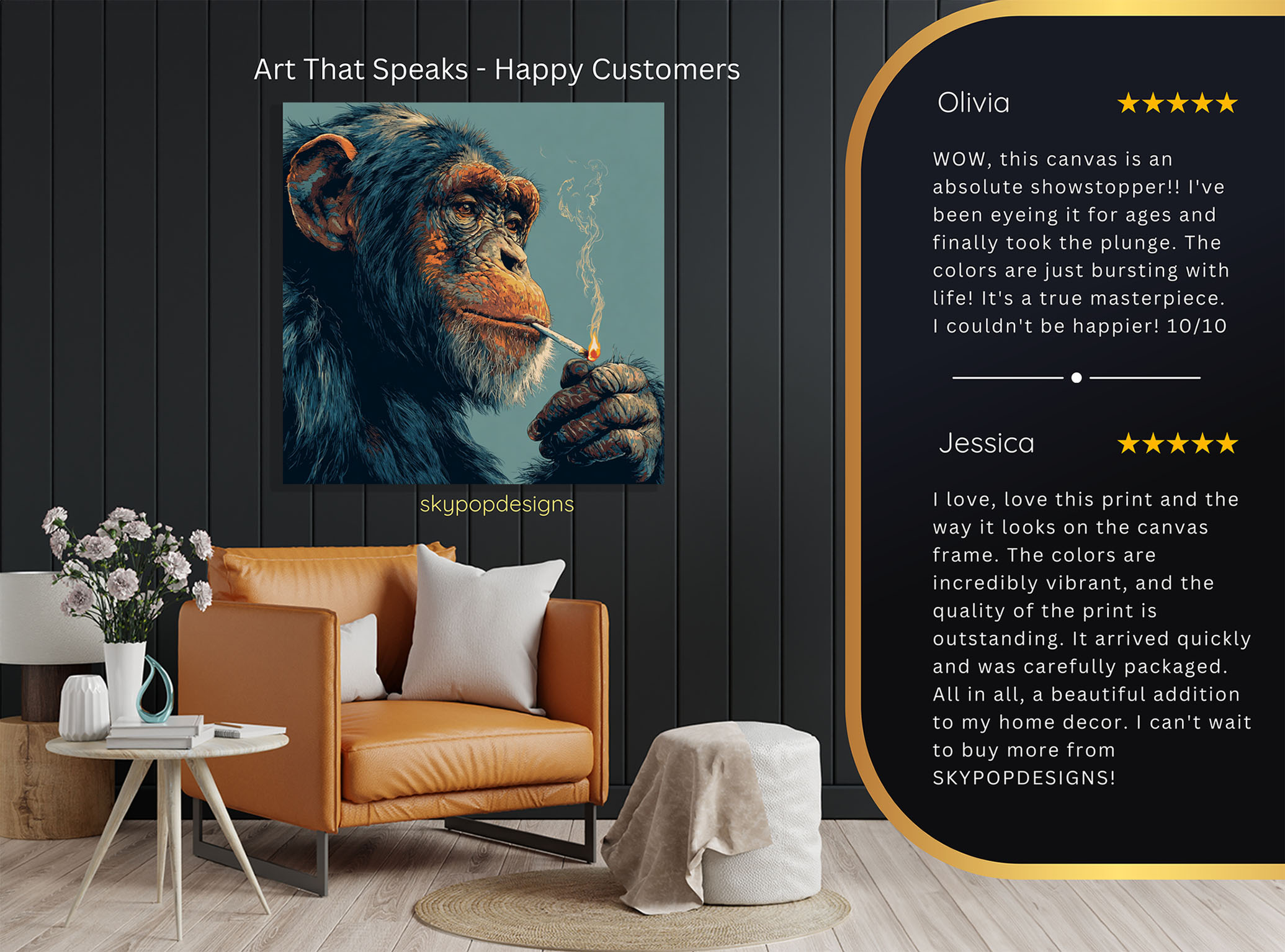 8.jpg Chimpanzee Smoking Art