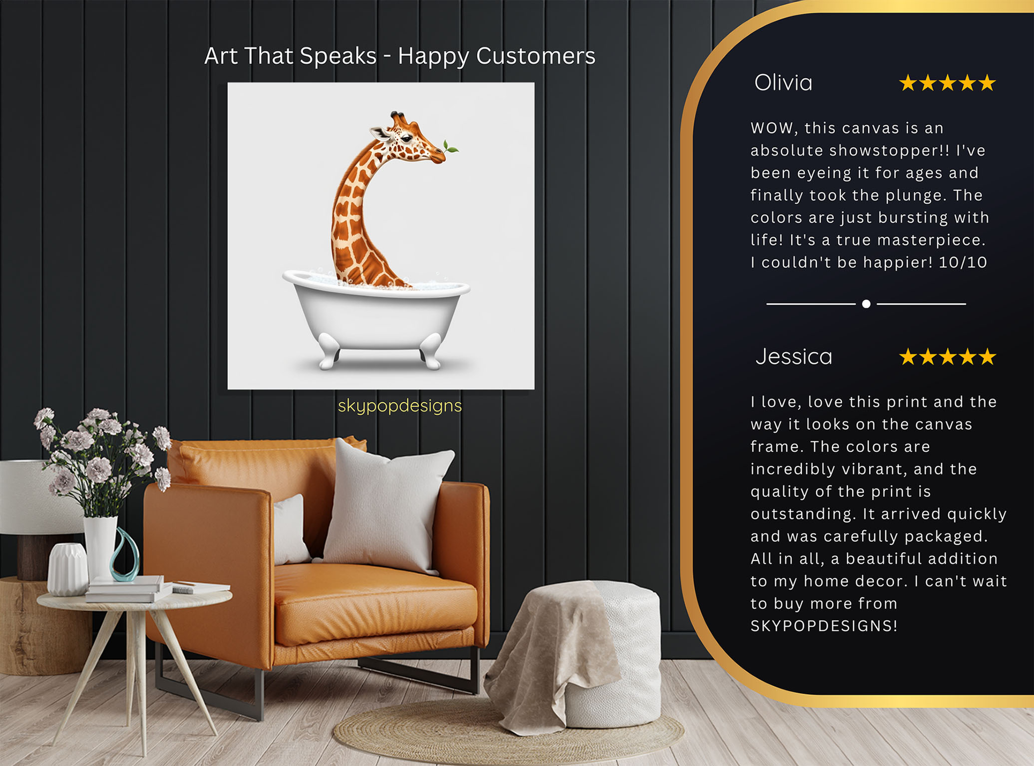 8.jpg Giraffe Bath Time Art