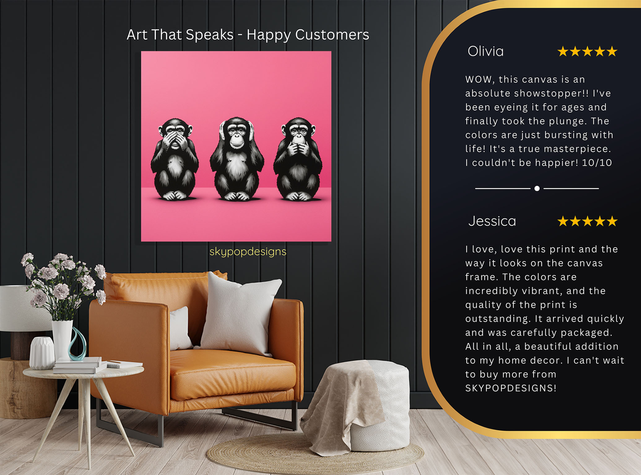 8.jpg Chimpanzee See No Evil Hear No Evil Speak No Evil Art