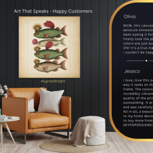 Fish with Rooster Heads Art