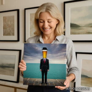 Man with Beer Head Art