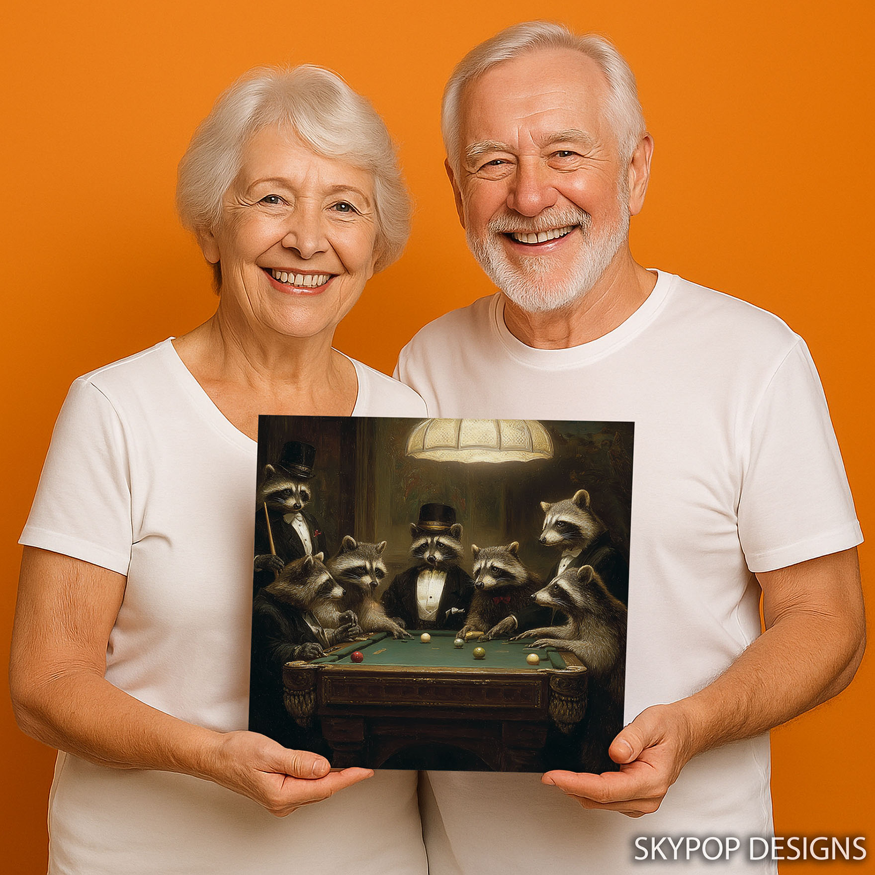 9.jpg Raccoon Playing Pool Art