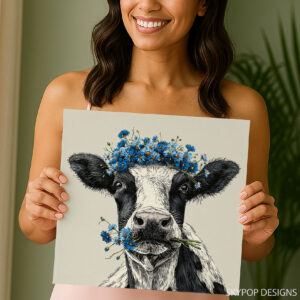 Highland Cow Flower Art