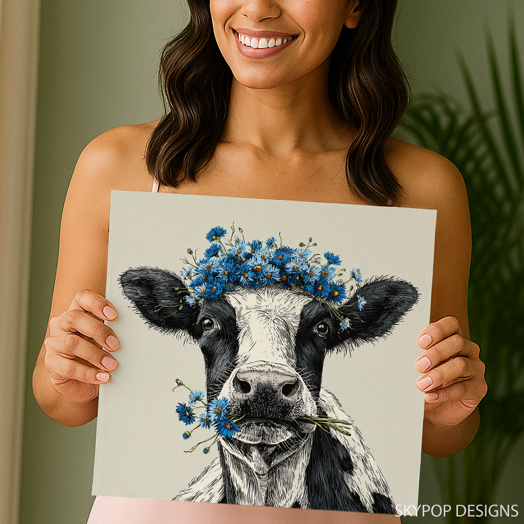 9.jpg Highland Cow Flower Art
