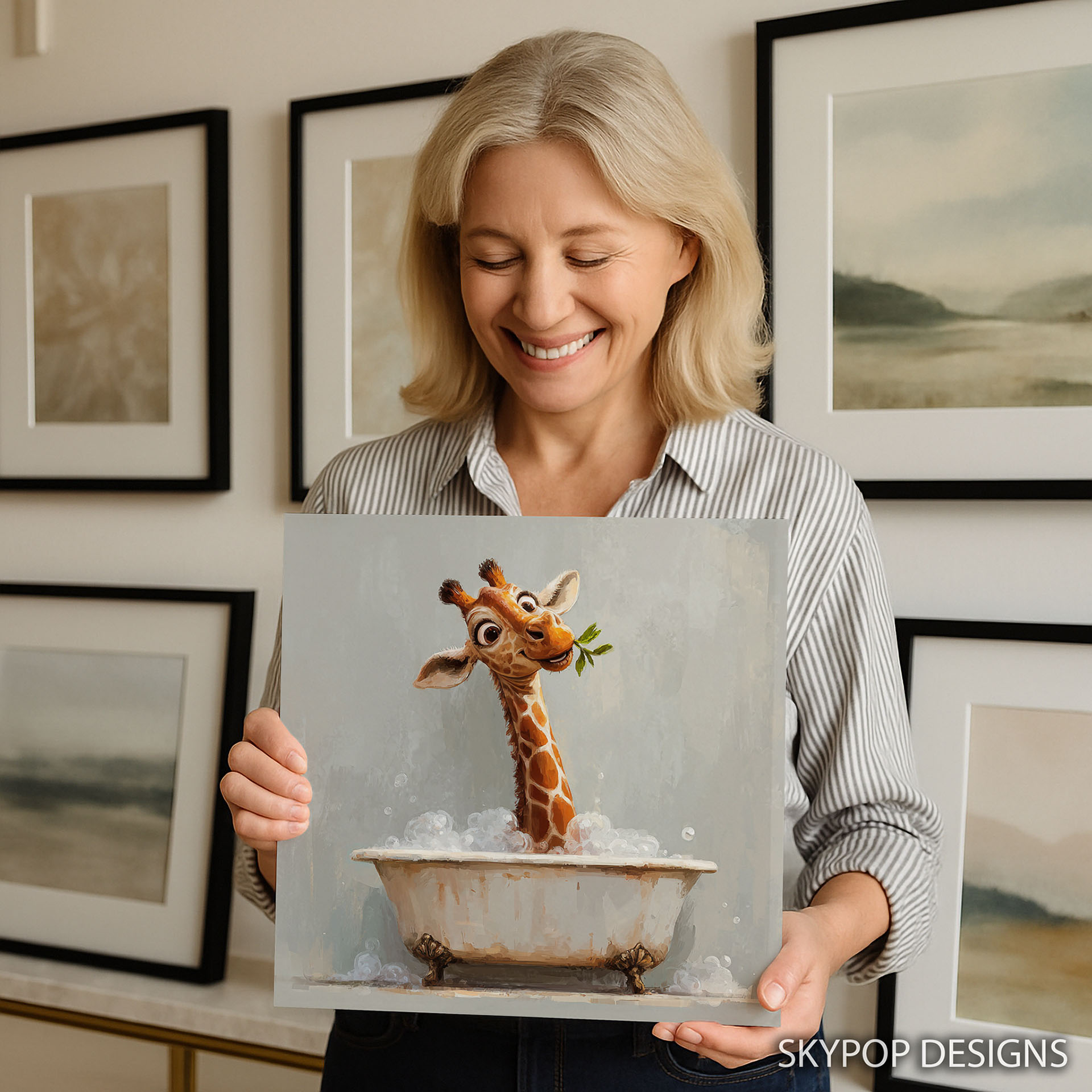 9.jpg Bathtime Giraffe Art