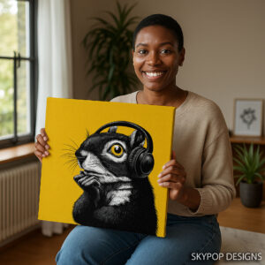 Squirrel Listening to Music Art