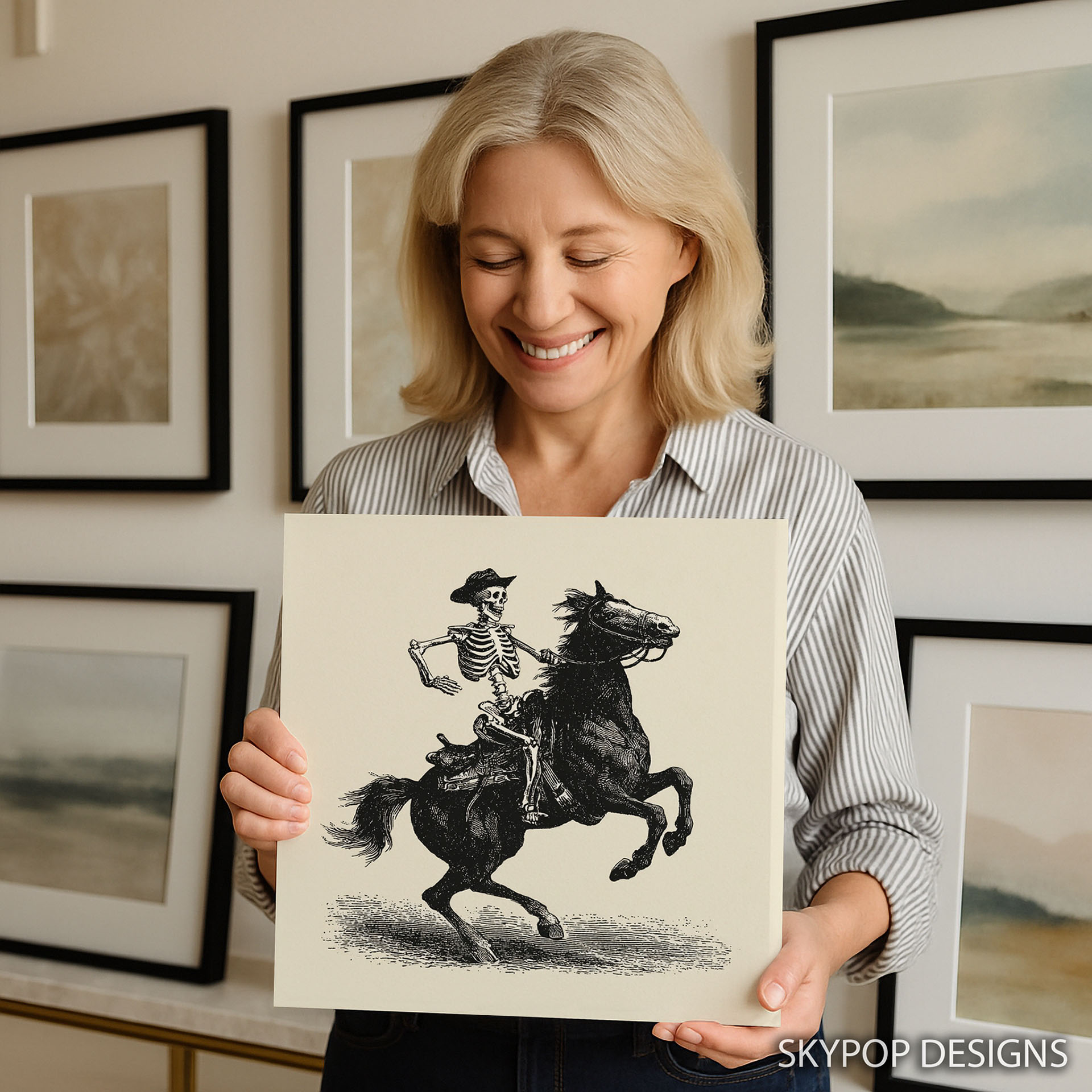 9.jpg Skeleton Cowboy Horse Art