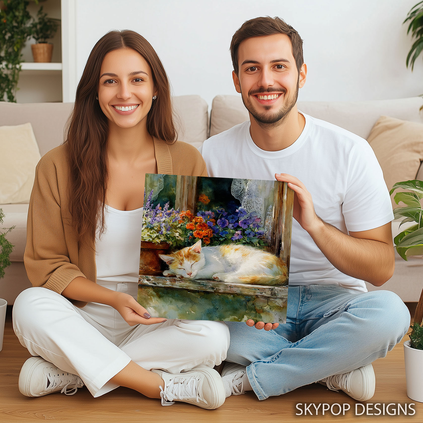 9.jpg Cat Among Flowers Art