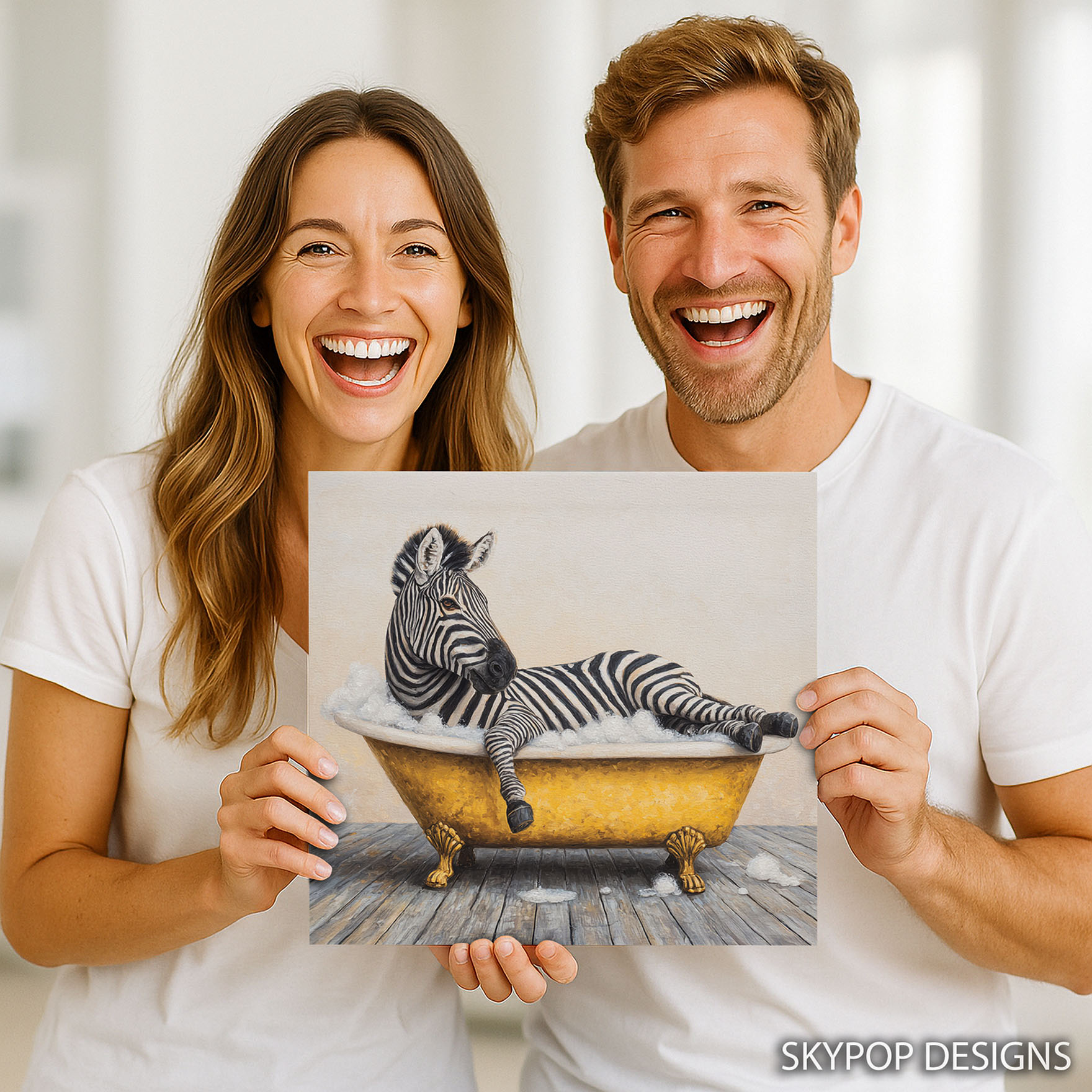 9.jpg Zebra Bath Time Art