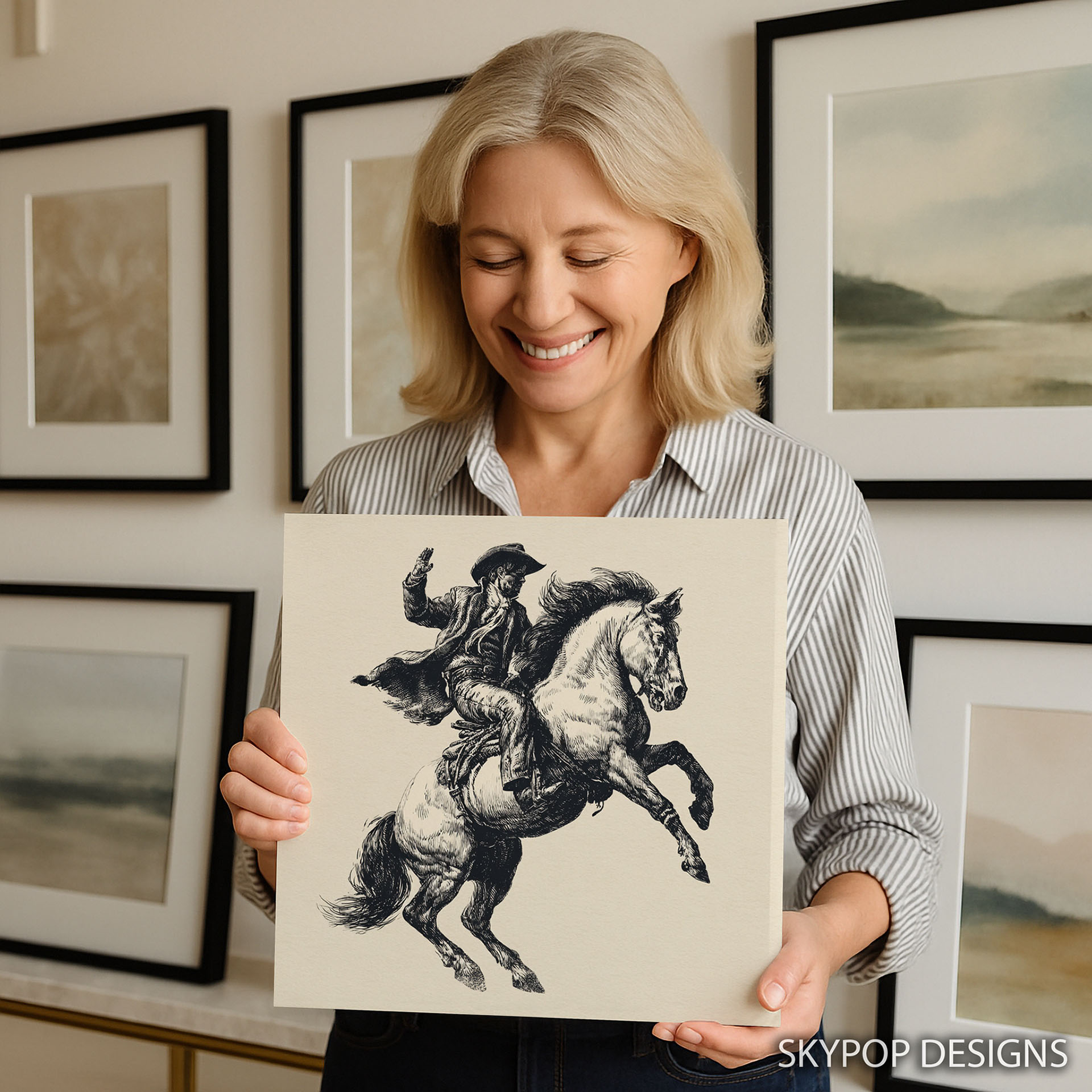 9.jpg Vintage Cowboy Horse Art
