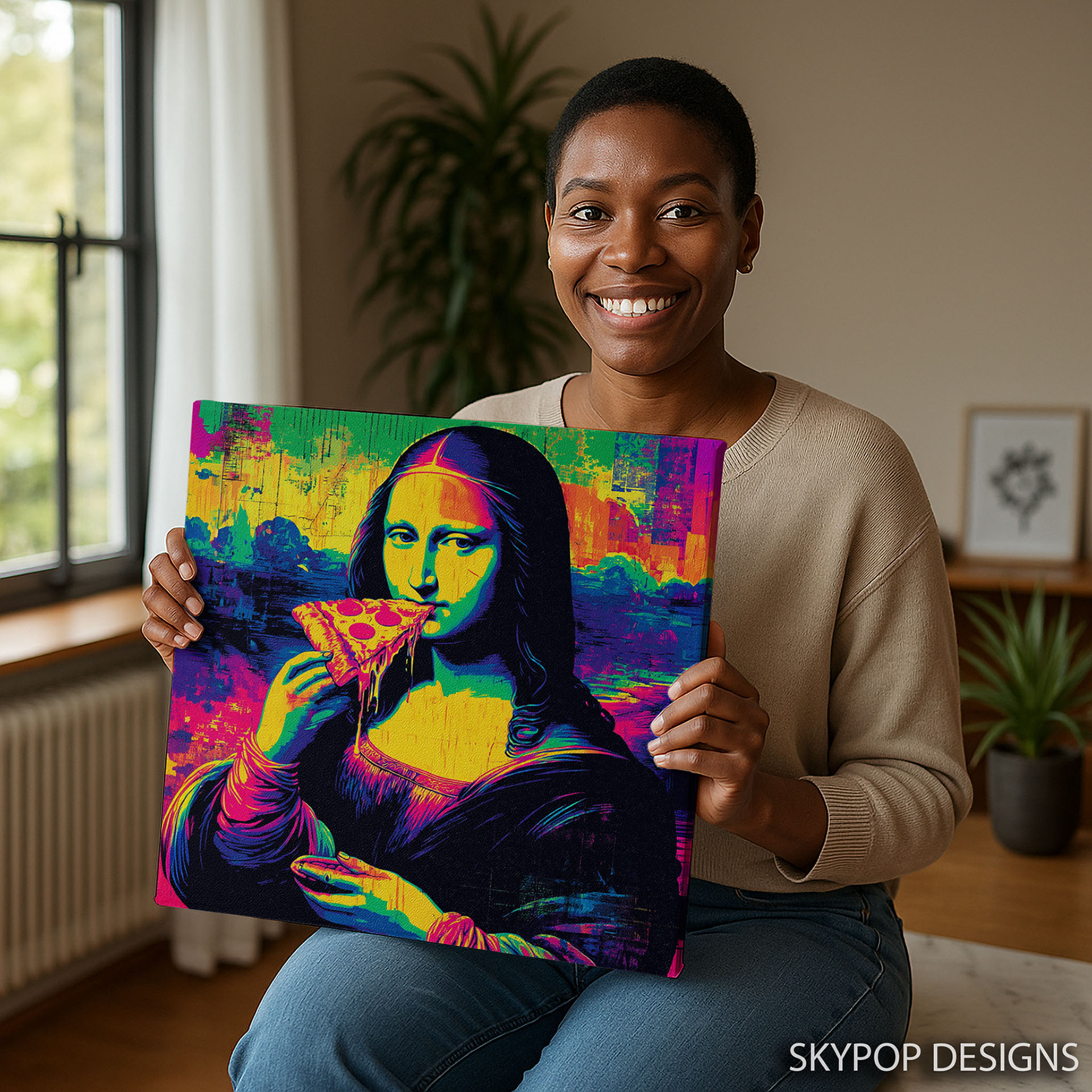 9.jpg Mona Lisa Eating Pizza Art