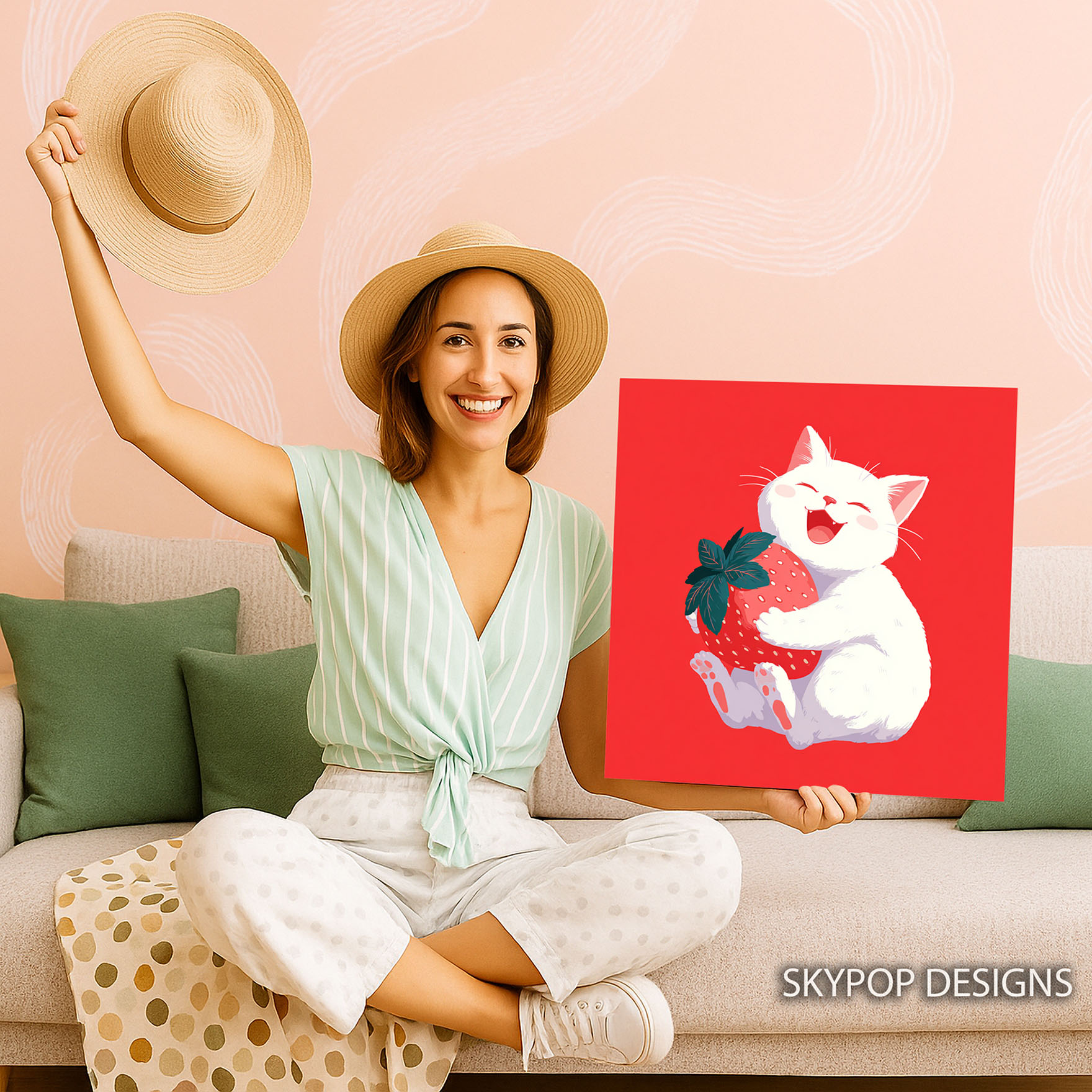 9.jpg Cat Strawberry Hug Art