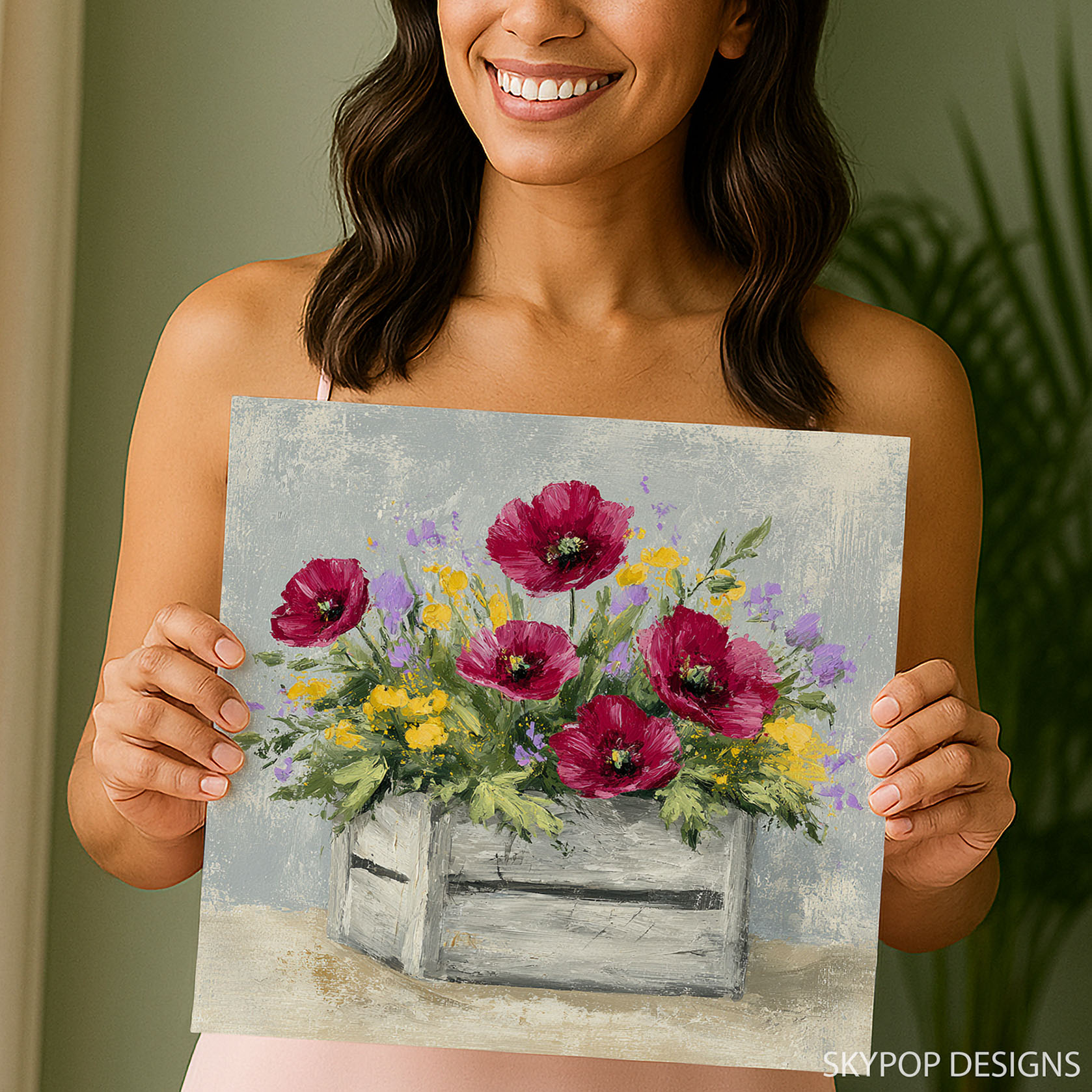 9.jpg Poppy Floral Crate Art