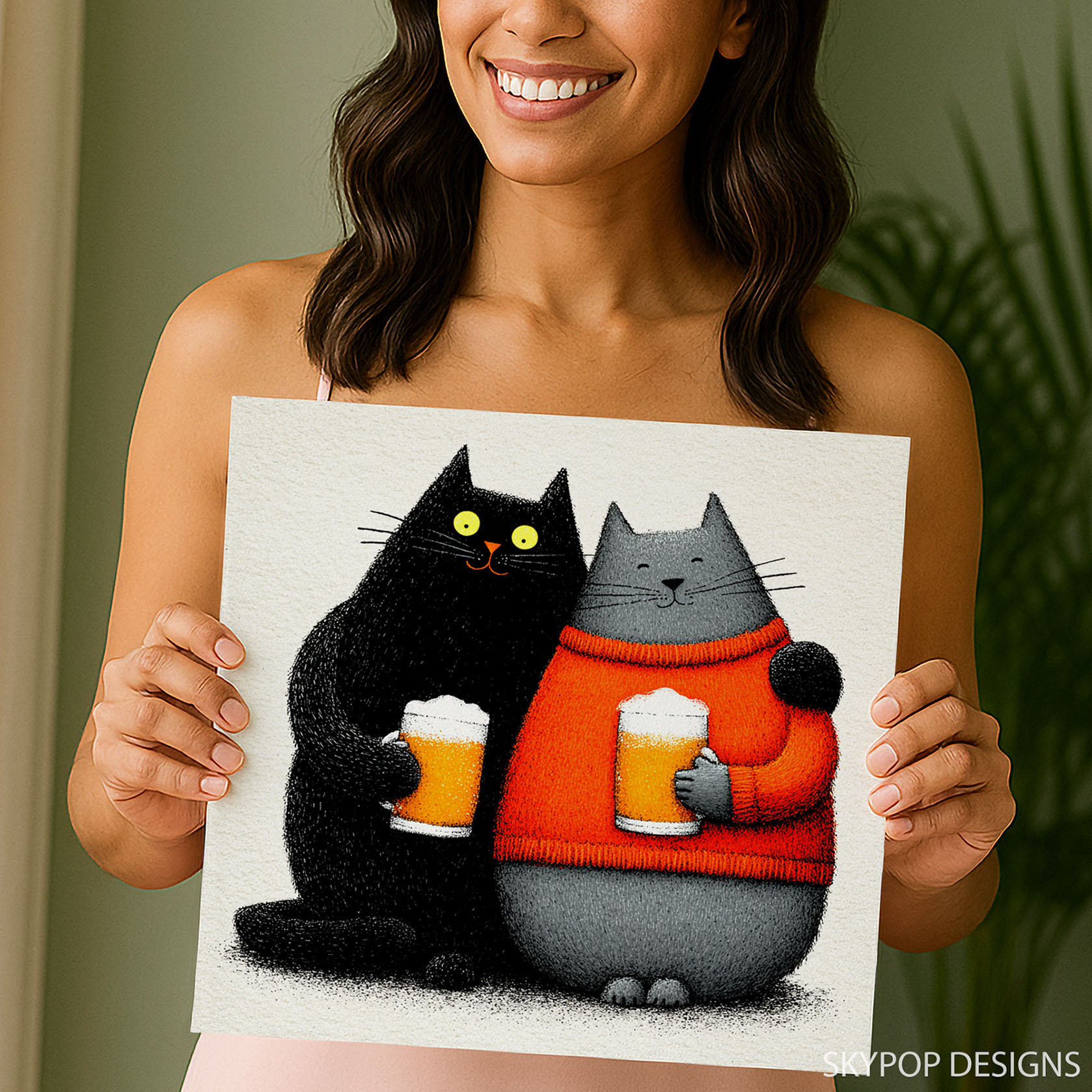 9.jpg Cat Cheers Beer Art