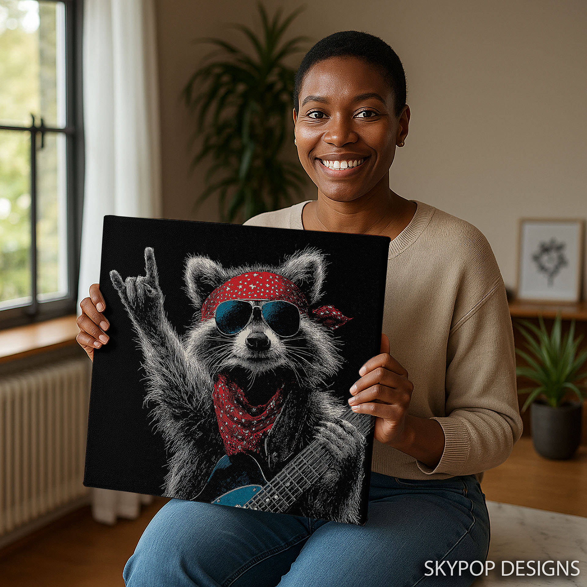 9.jpg Raccoon Guitarist Art