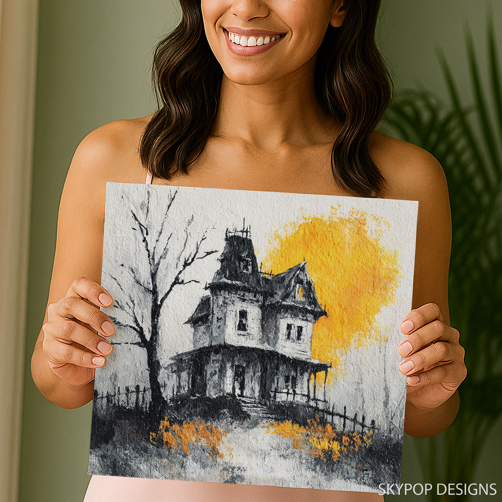 9.jpg Haunted House Moonscape Art