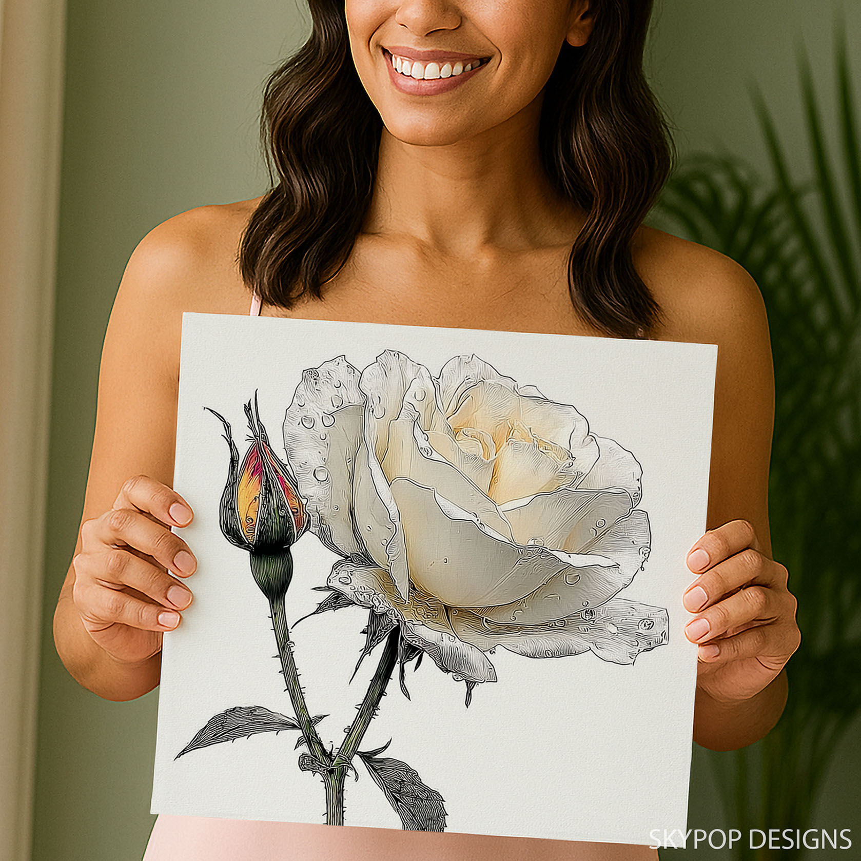 9.jpg White Rose Dewdrops Art