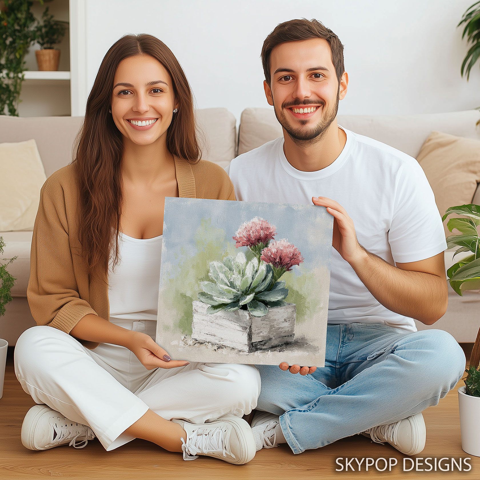 9.jpg Succulent and Pink Flower Pot Art