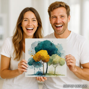 Golden Autumn Trees Art