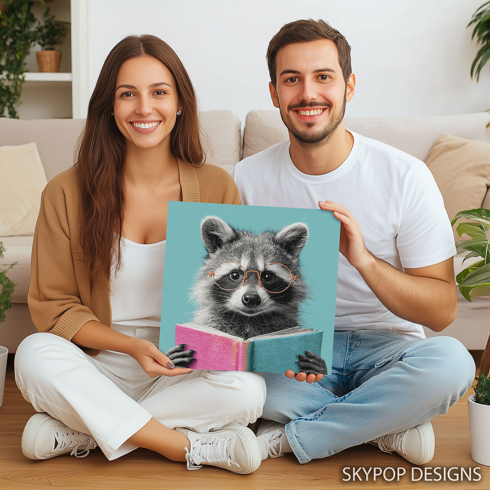 9.jpg Raccoon Reading Book Art