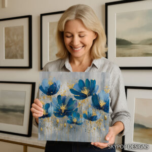 Blue Floral Gold Art