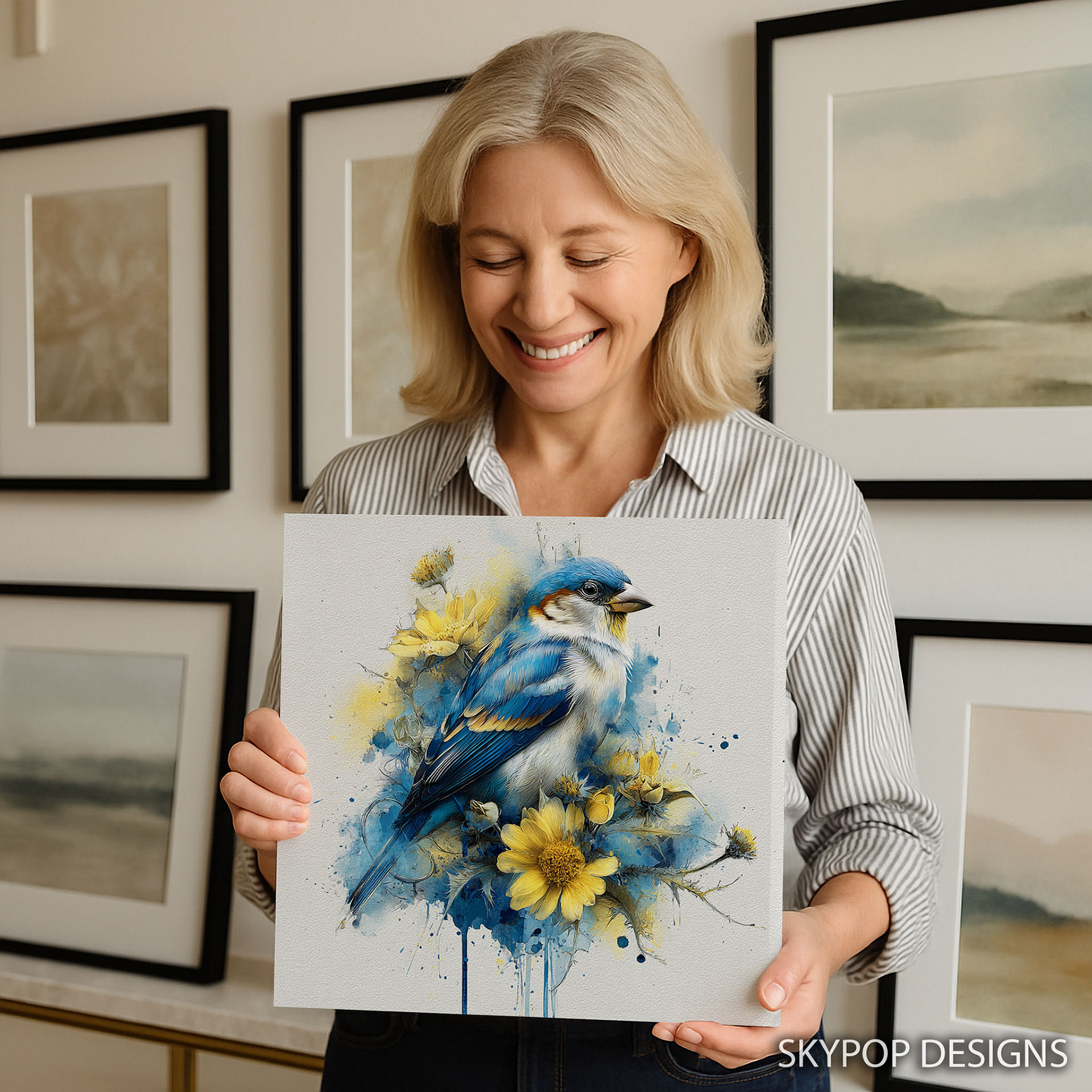 9.jpg Bluebird and Golden Bloom Art