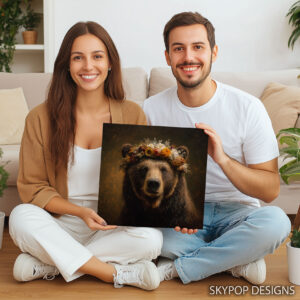 Bear with Flower Crown Art