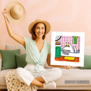 Cat Reading Newspaper Art