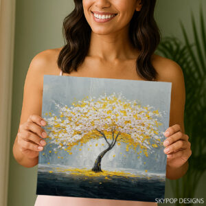 Golden Blossom Tree Art
