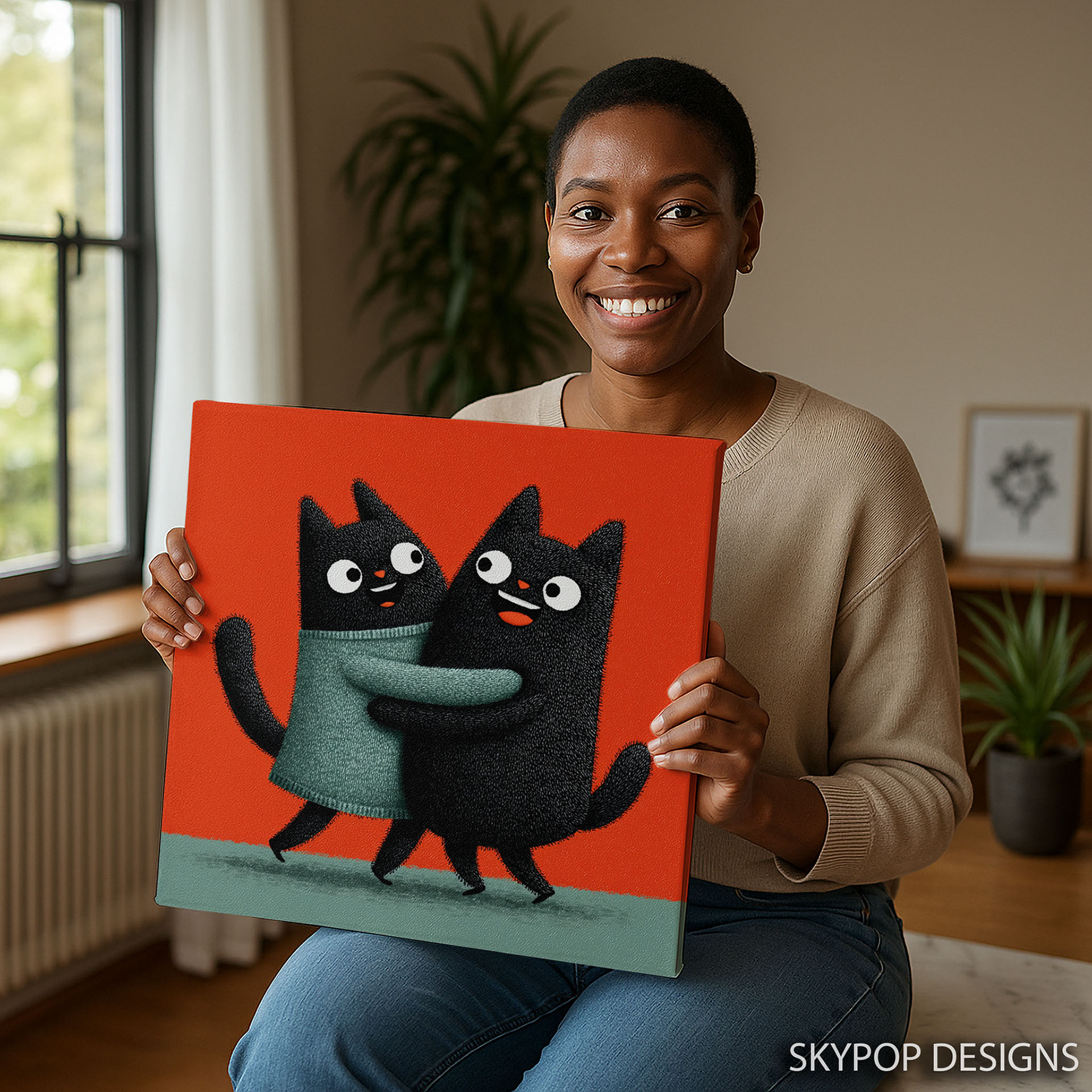 9.jpg Hugging Black Cats Art
