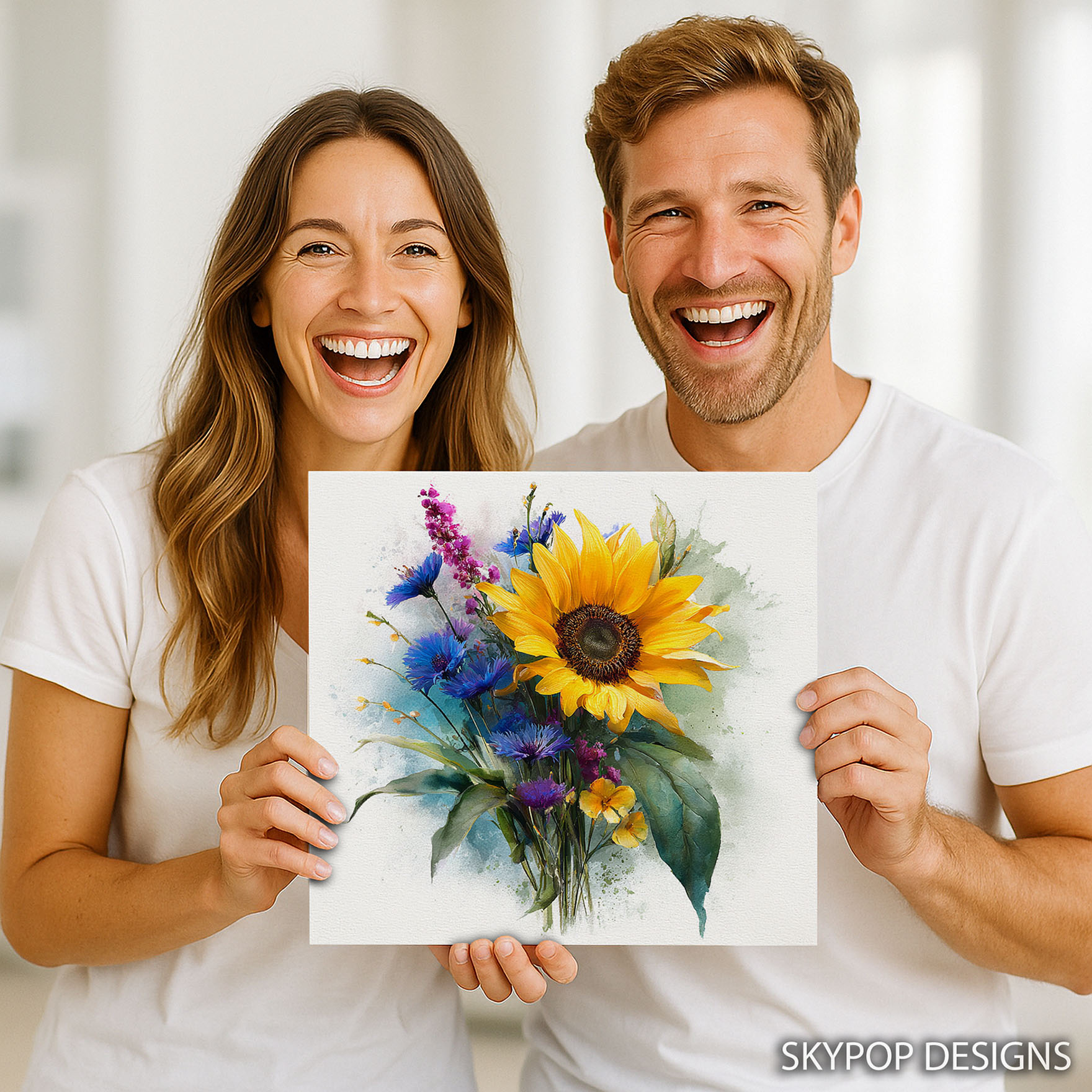 9.jpg Sunflower Cornflower Bouquet Art