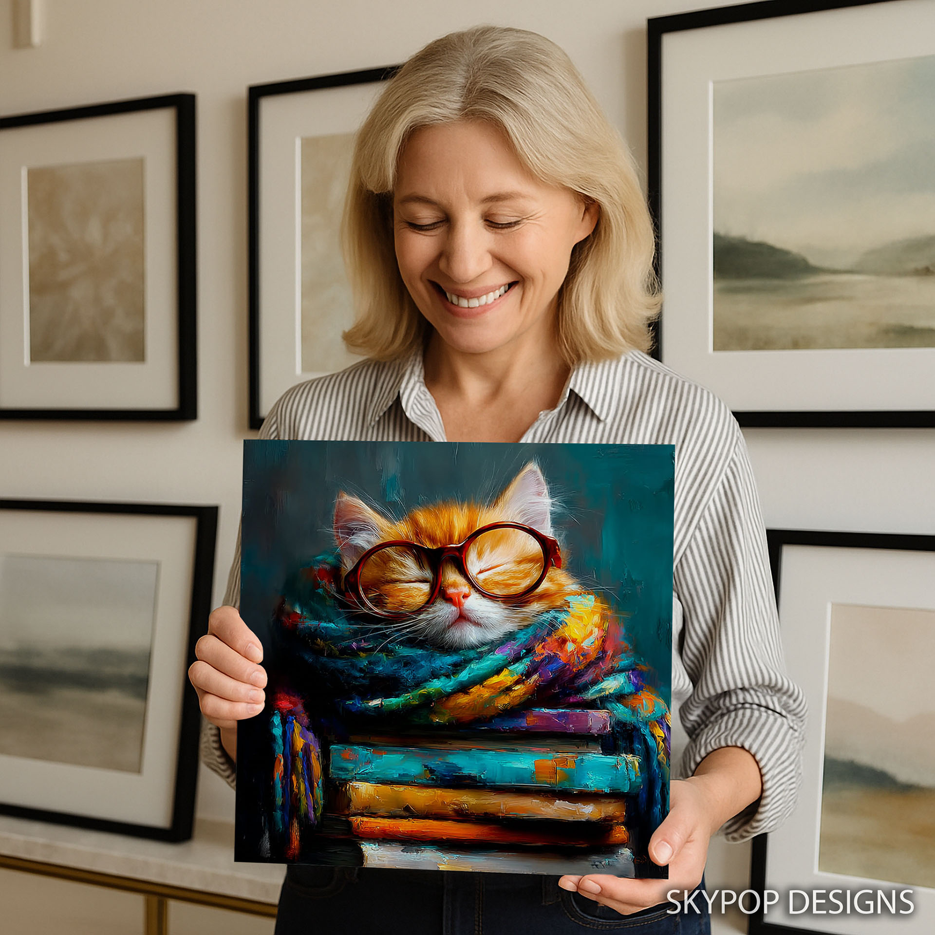 9.jpg Cat Reading Art