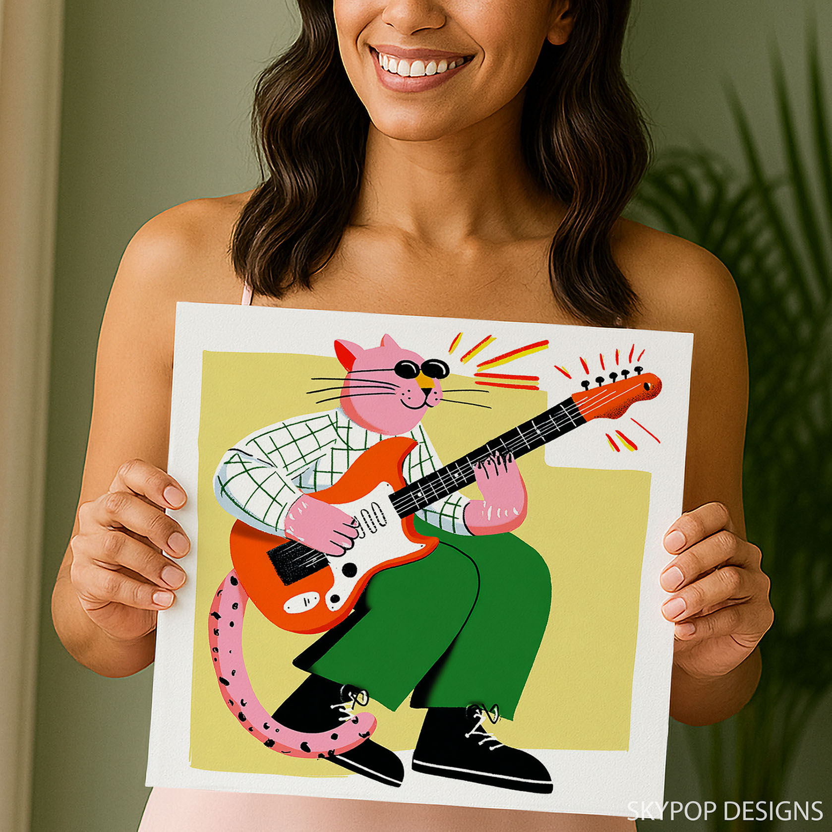9.jpg Cat Guitarist Art
