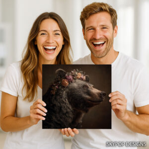 Bear with Flowers Crown Art