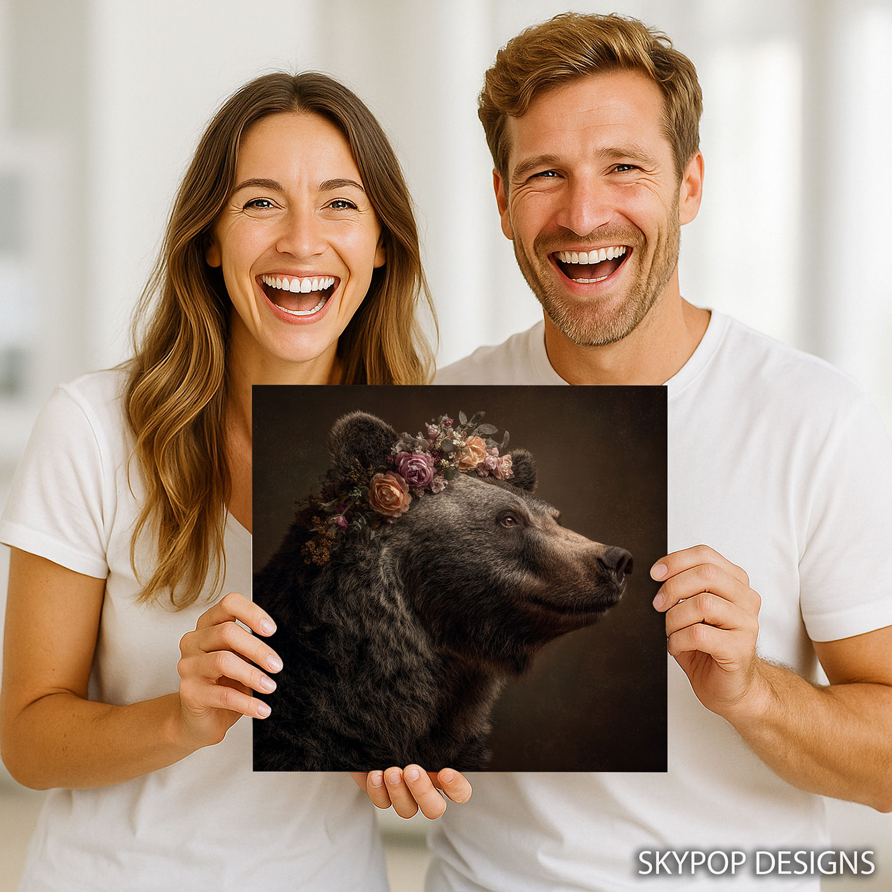 9.jpg Bear with Flowers Crown Art