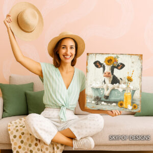 Highland Cow Bath Time Art