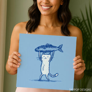 Cat With Fish Art