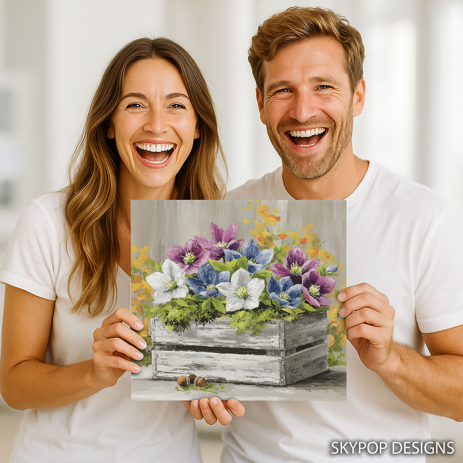 9.jpg Hellebore Flowers Wooden Crate Art