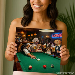 Dogs Playing Pool Art