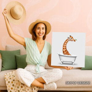 Giraffe Bath Time Art