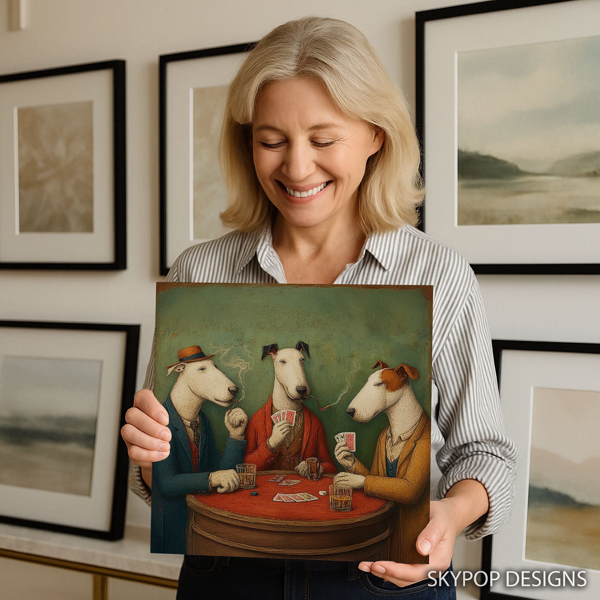 9.jpg Bull Terrier Dog Poker Art